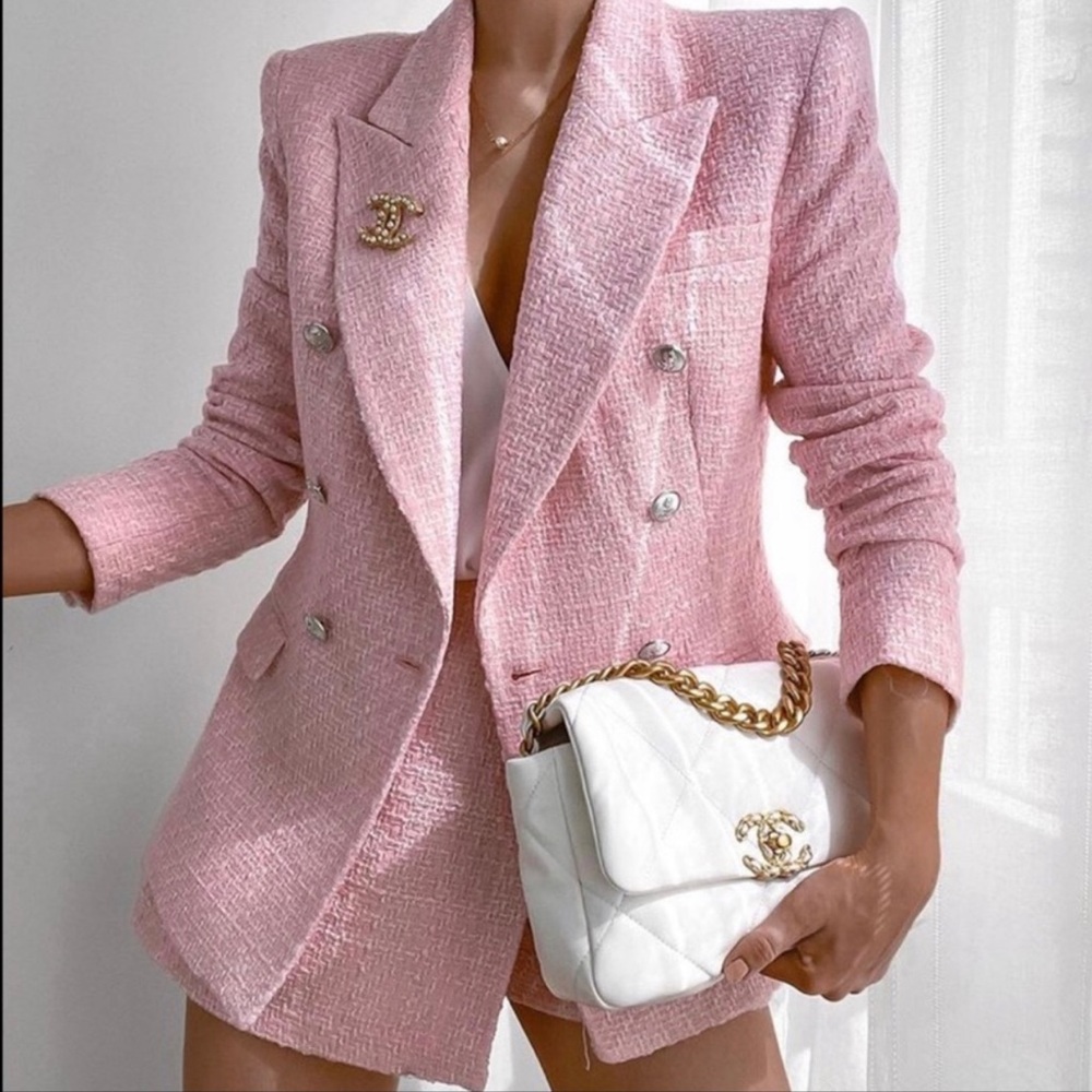 NWT Zara 2-Piece Textured Plaid Blazer & Matching Skort